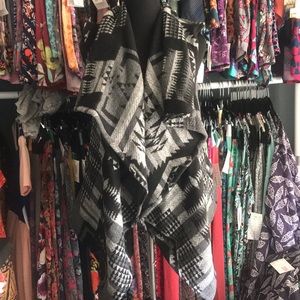 Vest, drape front, tribal